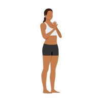 mulher fazendo exercício de tadasana de pose de montanha. ilustração vetorial plana isolada no fundo branco vetor