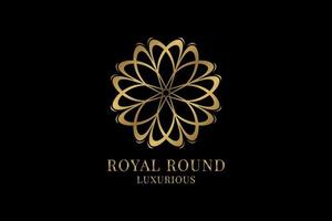 logotipo de luxo dourado redondo real flor abstrata para salão de beleza, spa, cuidados de beleza, noivas ou hotel vetor