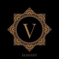 modelo de logotipo de mandala elegante carta v vetor