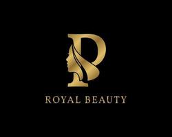 decoração de rosto de beleza letra p luxuosa para logotipo de cuidados de beleza, imagem de marca pessoal, maquiador ou qualquer outra marca e empresa real vetor