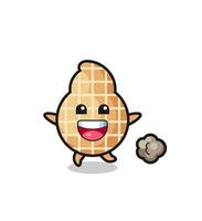o desenho animado de amendoim feliz com pose de corrida vetor