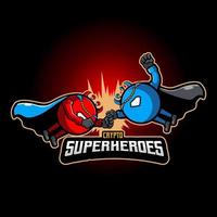 logotipo de mascote de super heróis de criptografia vetor