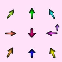 conjunto de ícones de seta de clique de botão upload de internet baixar ilustração vetorial de fundo abstrato vetor