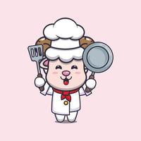 personagem de desenho animado de mascote de chef de ovelha bonito vetor