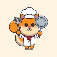 personagem de desenho animado de mascote de chef de esquilo fofo vetor