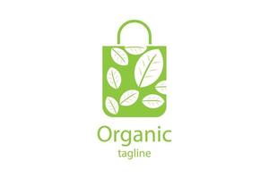 ícone do logotipo do saco de compras orgânico vetor