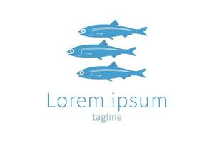 ícone de logotipo de peixe anchova vetor