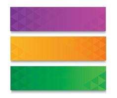 conjunto de modelo de banner colorido moderno. bandeira roxa, verde e laranja vetor
