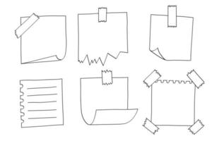 nota de doodle vetorial, caderno de desenho, conjunto de blocos de notas desenhados à mão.