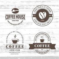 design de logotipo de café vetorial, modelo de crachá de vinil. vetor