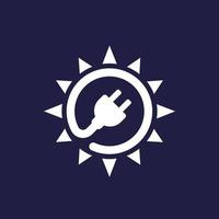 logotipo de energia solar, sol e vetor de tomada elétrica
