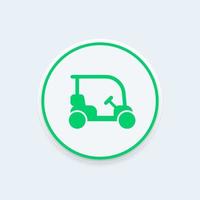 carrinho de golfe, ícone verde redondo do carro de golfe, ilustração vetorial vetor