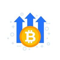 ícone de crescimento bitcoin, arte vetorial vetor