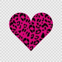 coração de leopardo rosa. estampa animalesca. símbolo do amor. adequado para impressão em uma t-shirt. ilustração vetorial desenhada à mão. vetor