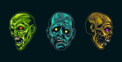 ilustração de horror de cara de zumbi vetor