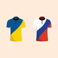 camisetas coloridas da bandeira da ucrânia e da rússia vetor