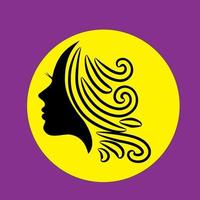 logotipo de salão e beleza com silhueta de mulher bonita com cabelos cacheados