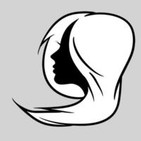 silhueta ou ícone de uma linda mulher com lindos cabelos soltos que é muito adequado para ser usado como logotipo de salão ou cuidados com os cabelos vetor