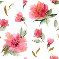 padrão floral rosa sem costura com flores perfumadas e botões em um branco vetor