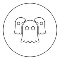 ícone de fantasmas de espíritos em círculo redondo cor preta ilustração vetorial imagem contorno linha de contorno estilo fino vetor