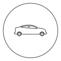 ícone de sedan de carro em círculo redondo cor preta ilustração vetorial imagem contorno linha de contorno estilo fino vetor