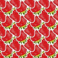 fundo vermelho bonito com morangos. padrão sem emenda de morango. fundo com frutas e comida doce. vetor