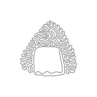 onigiri de desenho contínuo de uma linha. bolinhos de arroz com alga nori, sementes de gergelim. fast-food japonês tradicional. bento almoço. estilo de onda de redemoinho. ilustração gráfica de vetor de desenho de linha única