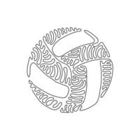 ícone ou logotipo de voleibol de couro de desenho de linha contínuo. voleibol bola esportes atividade jogar competição torneio. conceito de estilo de onda de redemoinho. ilustração gráfica de vetor de desenho de linha única