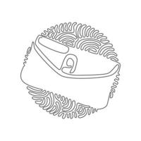 única carteira de mulher de desenho de linha. carteira, bolsa de dinheiro, bolso de dinheiro. elemento de coisas femininas. redemoinho curl estilo de fundo do círculo. ilustração em vetor gráfico de desenho de linha contínua moderna