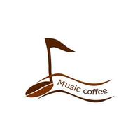 ícone de vetor de logotipo de notas de música de feijão de café.