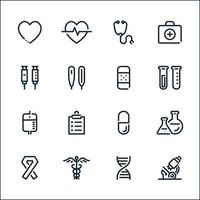 ícones médicos com fundo branco vetor