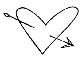 ilustração de coração simples mão desenhada. doodle de coração bonito dia dos namorados. clipart de amor vetor