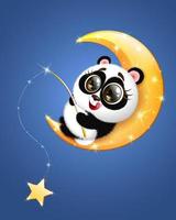 garota panda dos desenhos animados na lua vetor