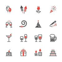 ícones de festa e ícones de celebração com fundo branco vetor