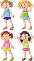 conjunto de desenhos animados de meninas do jardim de infância vetor