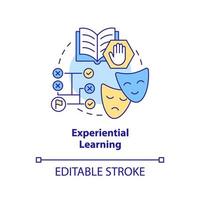 ícone do conceito de aprendizagem experiencial. teorias de educação de adultos e formas idéia abstrata ilustração de linha fina. desenho de contorno isolado. traço editável. vetor