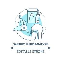 ícone de conceito turquesa de análise de fluido gástrico. cuidados para o paciente. ilustração de linha fina de idéia abstrata de diagnóstico médico. desenho de contorno isolado. traço editável. vetor