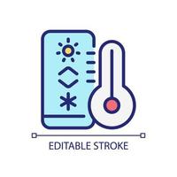 regulação de temperatura pixel perfeito ícone de cor rgb. termostato para climatização. Internet das Coisas. ilustração vetorial isolado. desenho de linha preenchido simples. traço editável. fonte arial usada vetor