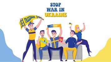 design de banner de ilustração de união com o conceito de fãs da ucrânia vetor