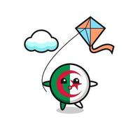 a ilustração da mascote da bandeira da argélia está jogando pipa vetor
