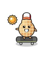 ilustração de personagem de amendoim andar de skate vetor