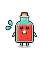 personagem de mascote de garrafa de veneno quadrado com gesto de medo vetor