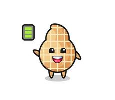 personagem de mascote de amendoim com gesto energético vetor