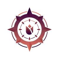 ícone de modelo de design de logotipo gradiente de bússola de flor vetor