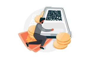 digitalizar o código qr para ilustração de pagamento online vetor