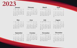 2023, calendário para o ano com meses, semanas, dias, fins de semana e dias úteis. vetor
