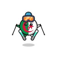 personagem mascote da bandeira da argélia como jogador de esqui vetor
