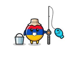 personagem mascote da bandeira da armênia como pescador vetor