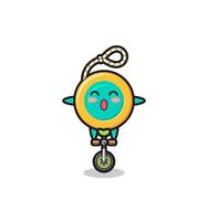 o personagem fofo yoyo está andando de bicicleta de circo vetor