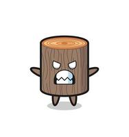 expressão irada do personagem mascote de toco de árvore vetor
